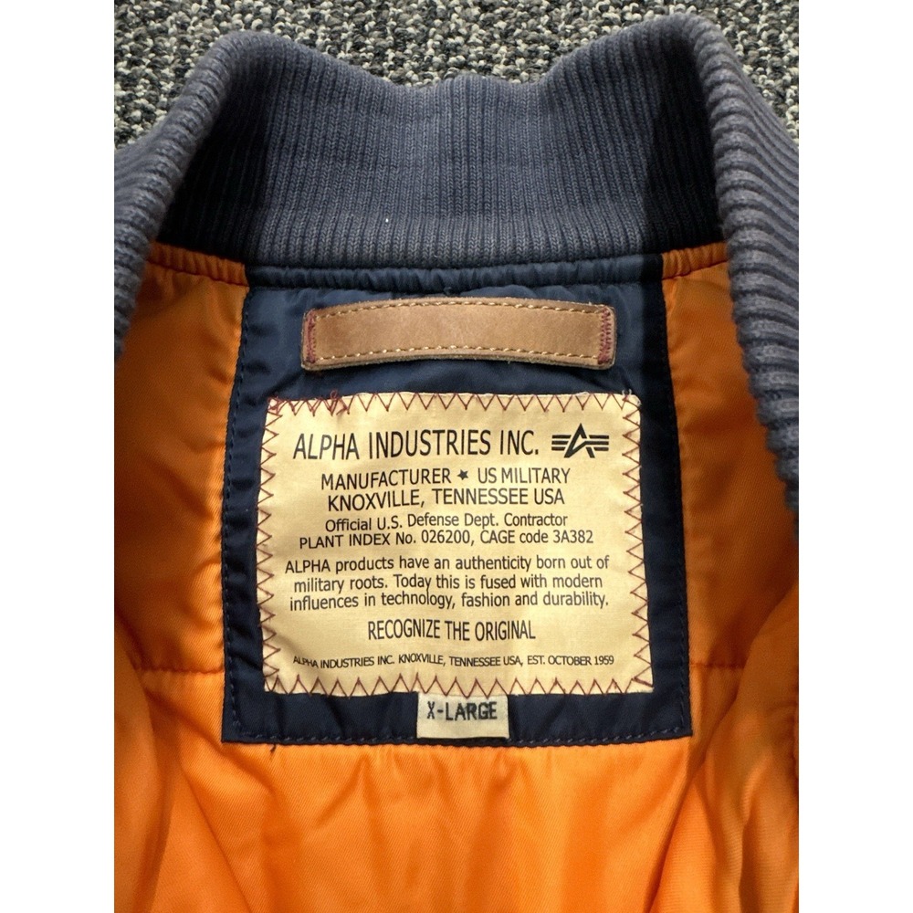 Alpha Industries Regular Fit Bomber Jacket Coat Black Men's Size XL - Picture 4 of 14